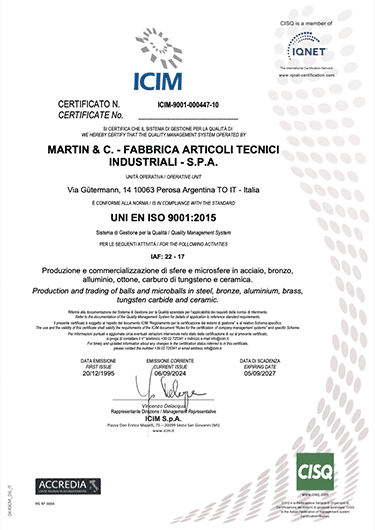 Zertifikat Martin: UNI EN ISO 9001:2015