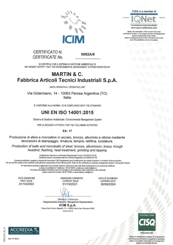 Zertifikat Martin: ISO 14001:2015